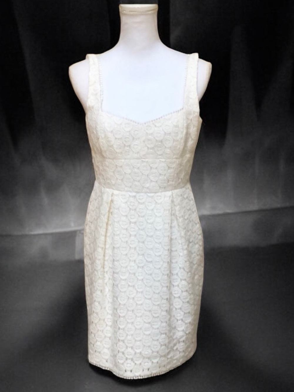 Cynthia Steffe Ivory Eyelet Lace Embroidered Crochet Sleeveless Cocktail Dress